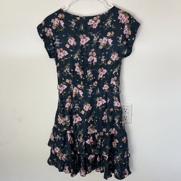 Rebecca Taylor Emilia Silk Pink Floral Mini Dress sz 4 *missing Belt 180 - Picture 6 of 8